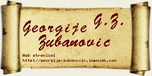 Georgije Zubanović vizit kartica